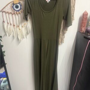 LuLaRoe Olive Green Scoop Neck Maxi Dress